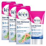 Veet Hair Removal Cream for Sensitive Skin - 30 g (Pack of 3)