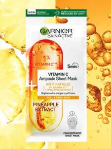 Garnier Skin Active 1% Vitamin Cg + Pineapple Anti Fatigue Ampoule Sheet Mask 15g - Image 7