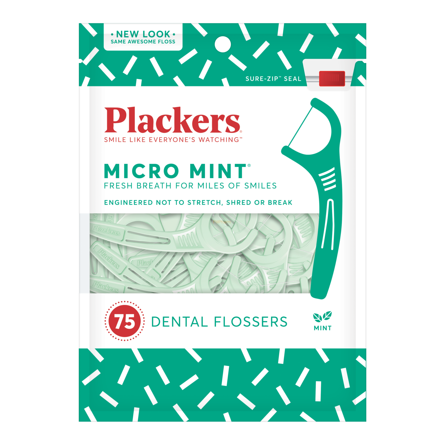 Plackers Micro Mint Dental Flossers, 75 count - Image 1