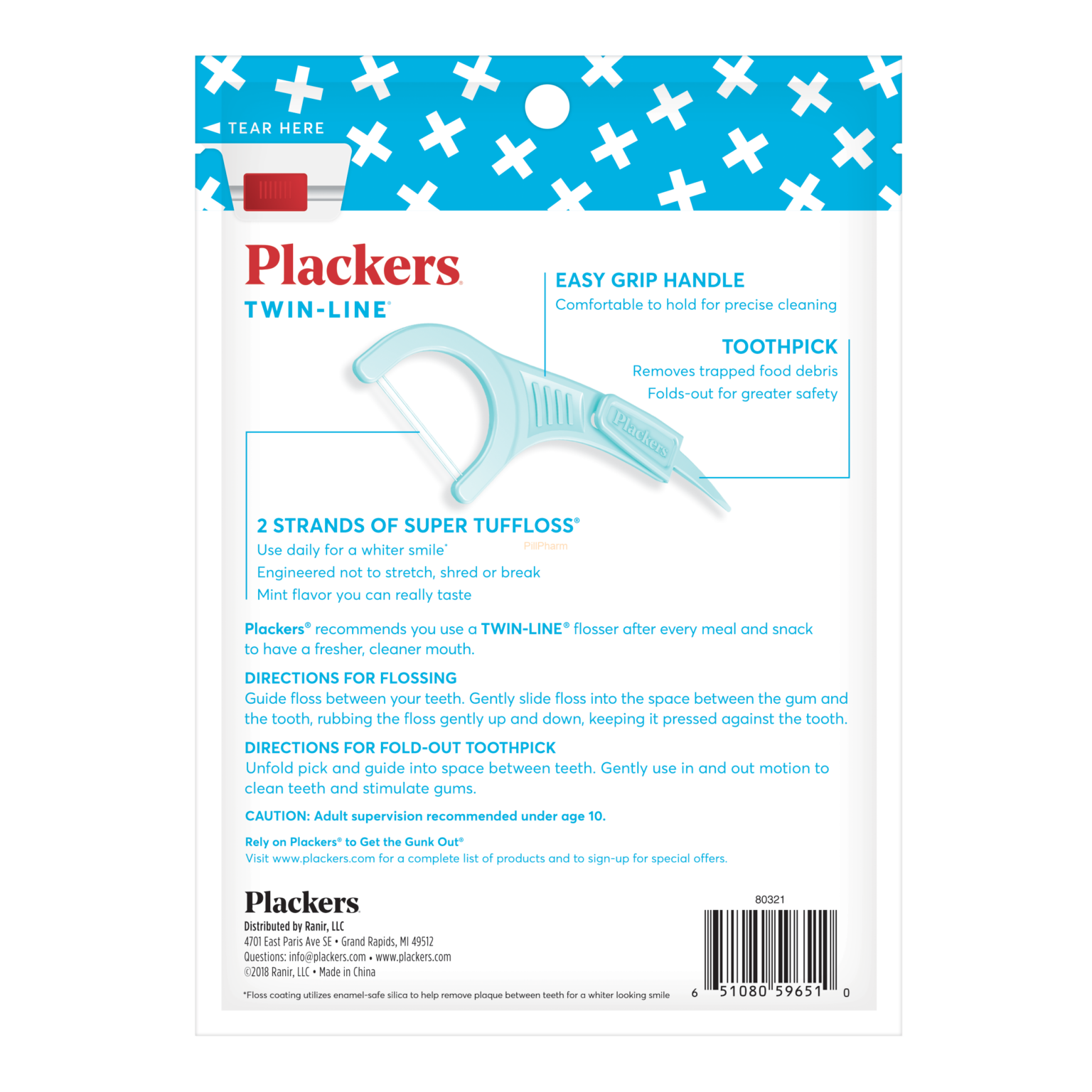 Plackers Twin-Line Dental Floss Picks, Cool Mint, 75 Count - Image 3