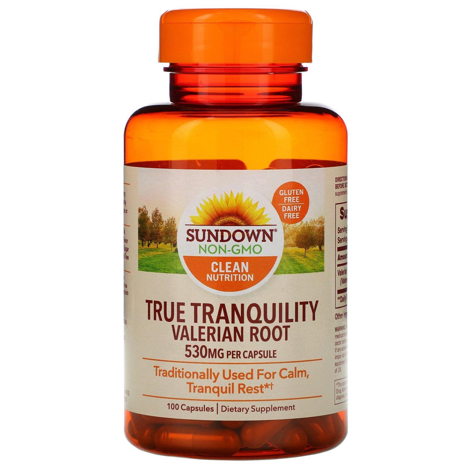 Sundown Naturals, True Tranquility Valerian Root 530 mg Capsules - Image 1