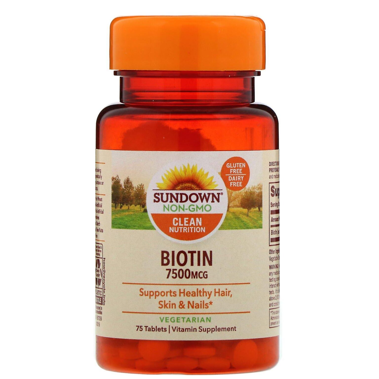 Sundown Super Strength Biotin 7500 mcg, 75 Tablets - Image 1