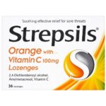 Strepsils Orange With Vitamin C Lozenges 36's