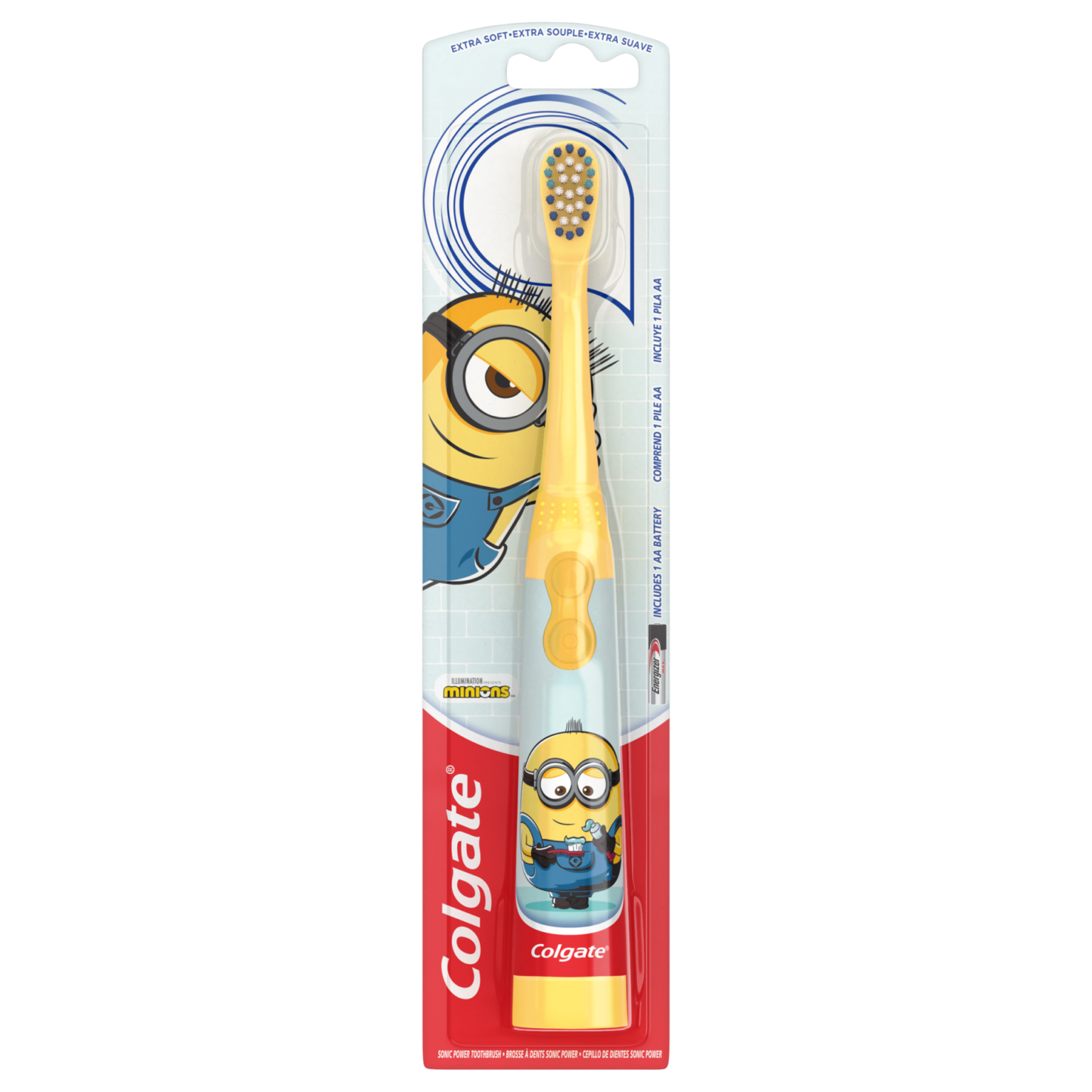 Colgate Kids Battery Toothbrush Extra Soft ,1 Pack , for Children, Minions - Image 1