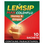 Lemsip Max Cold & Flu Honey & Ginger Sachets Paracetamol 10's