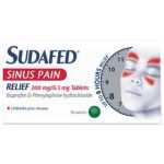 SUDAFED sinus pain relief tablets 200mg/6.1mg 16's