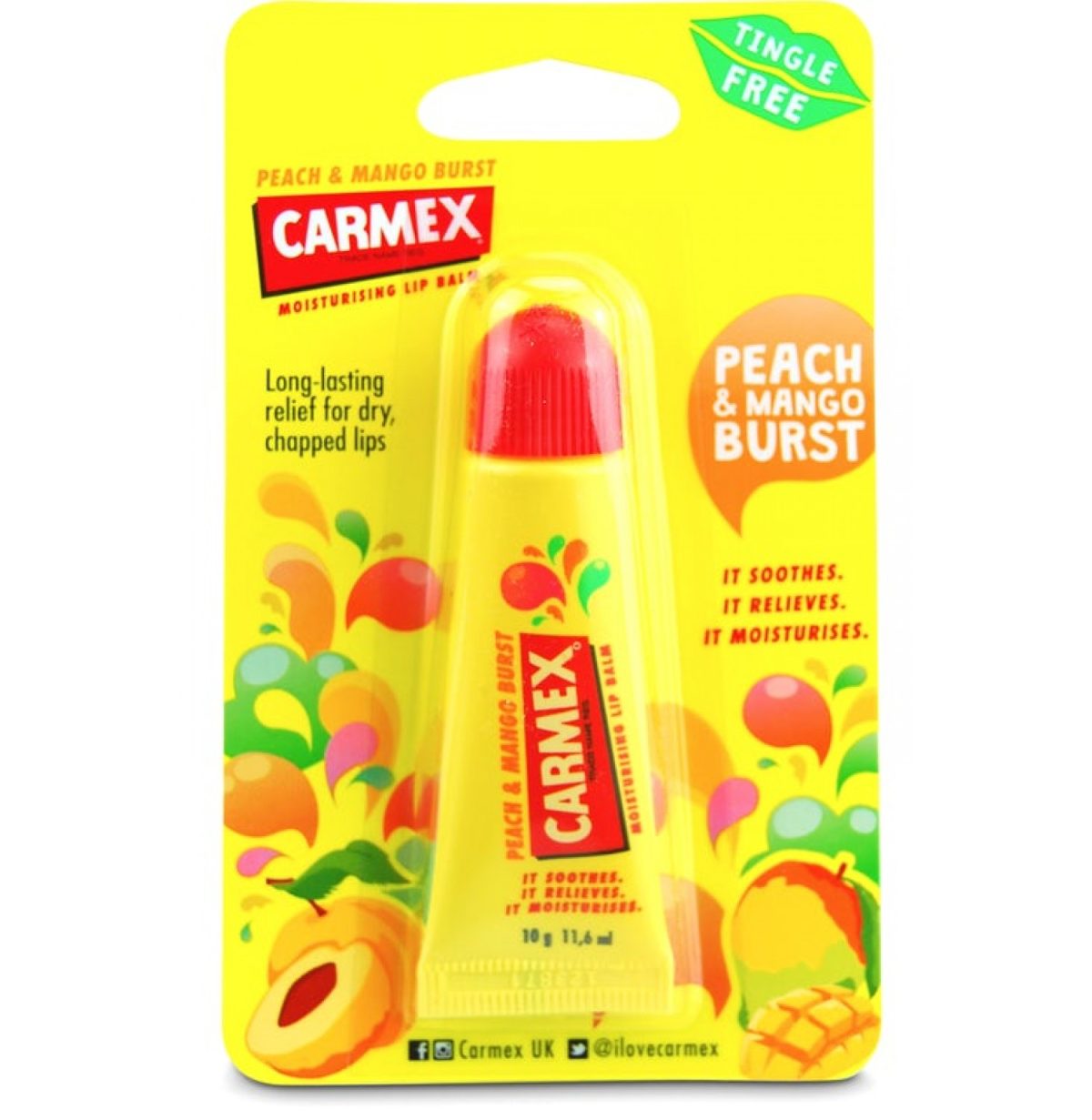Carmex Lipbalm (Tube) 10gms (Peach & Mango Burst) - Image 1