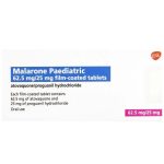 Malarone paediatric 62.5mg/25mg film-coated tablets 12'S