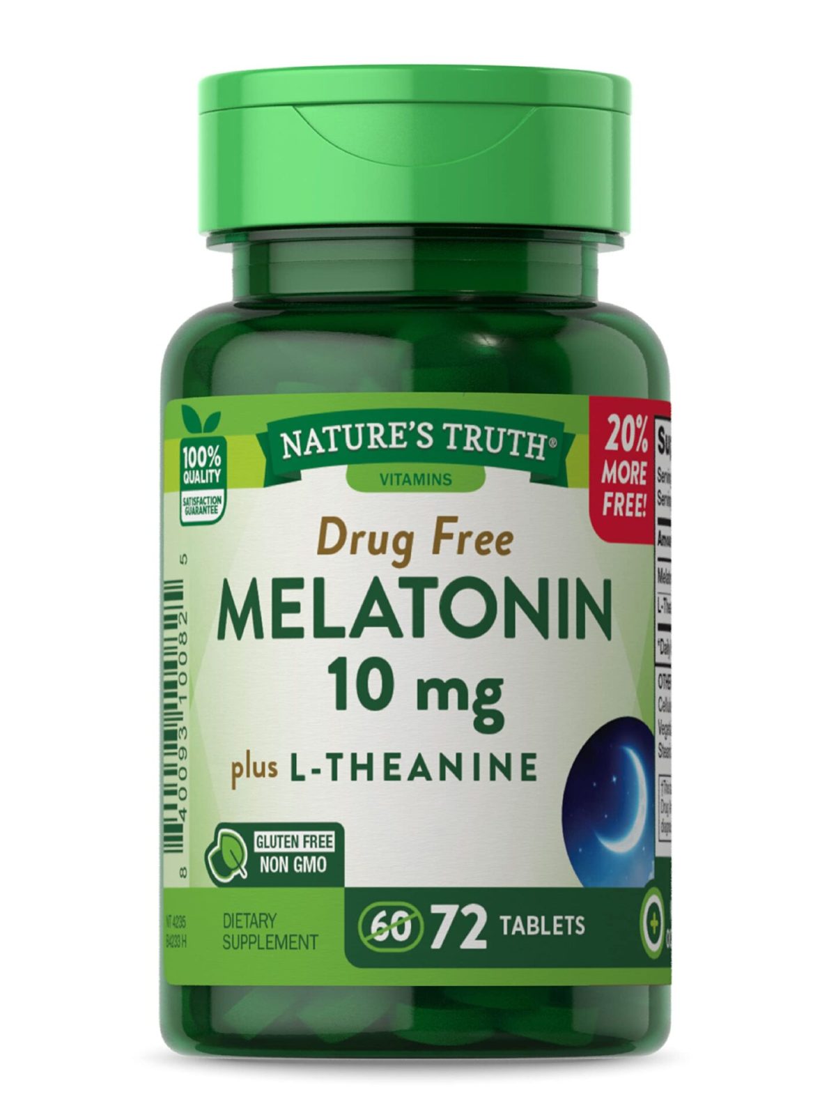 Nature's Truth Melatonin 10mg plus L-Theanine tablets 72's - Image 1
