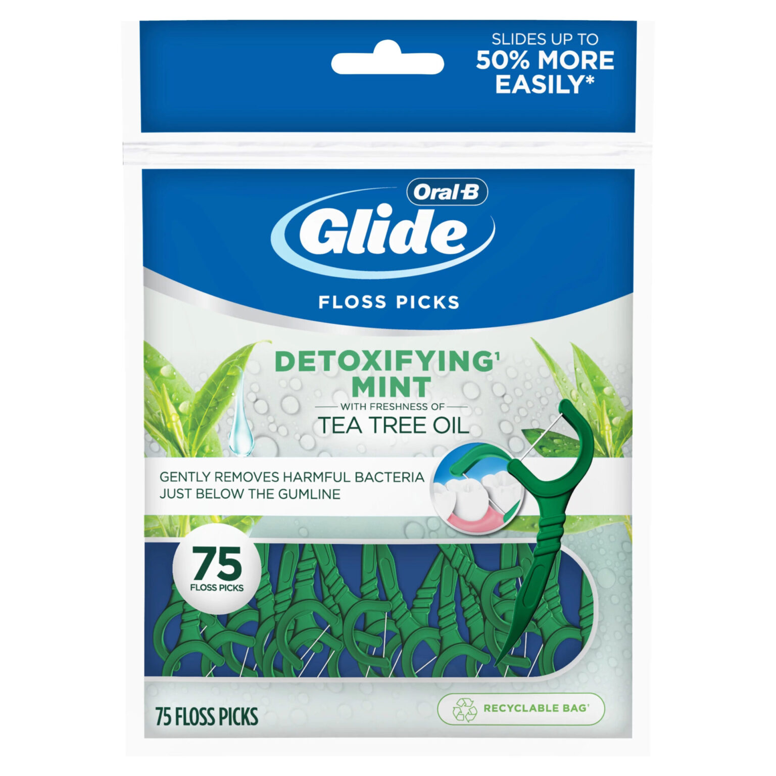 Oral-B Glide Detoxifying Mint Floss Picks - Image 1