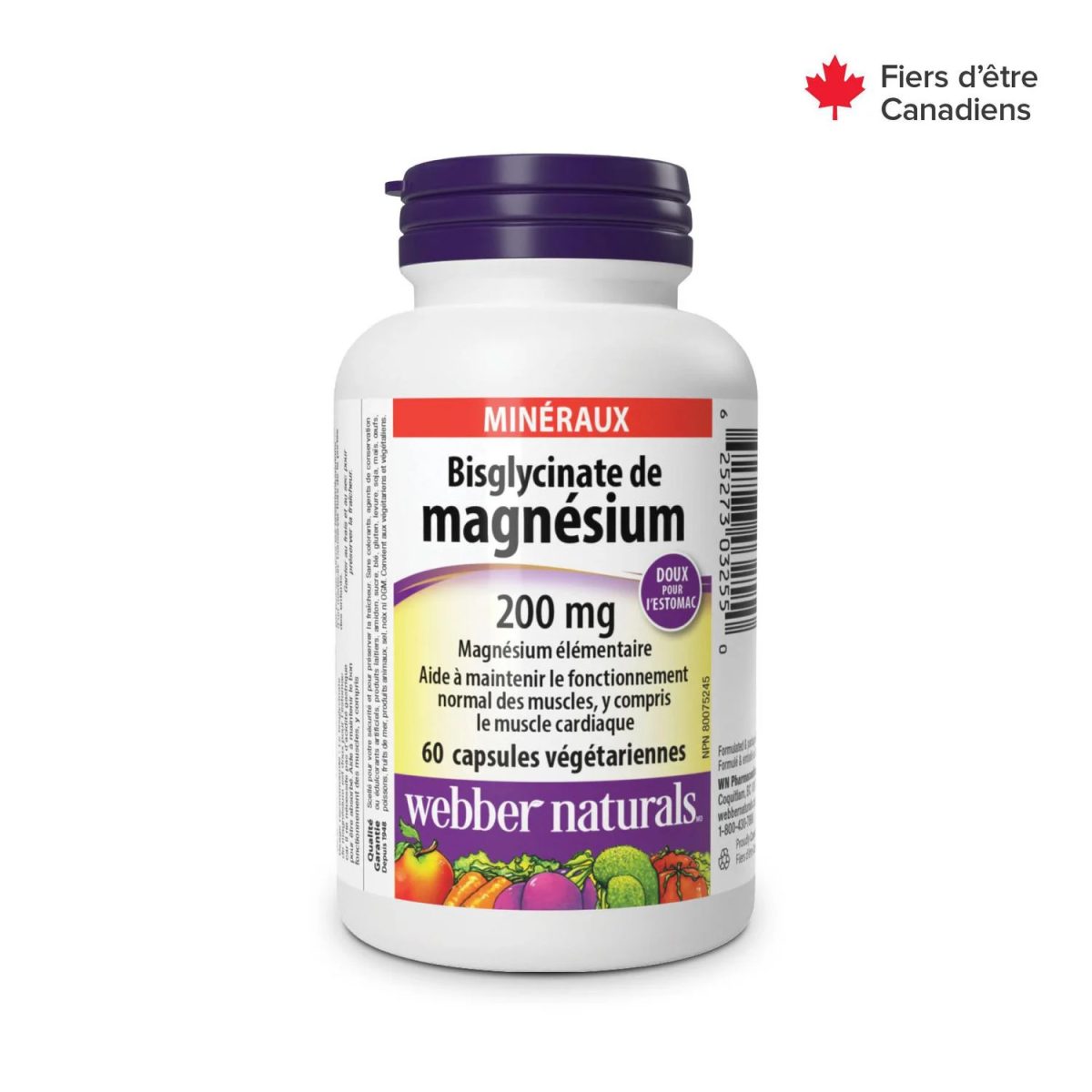 Webber Naturals Magnesium Bisglycinate 200mg Veg Capsules 60's - Image 1