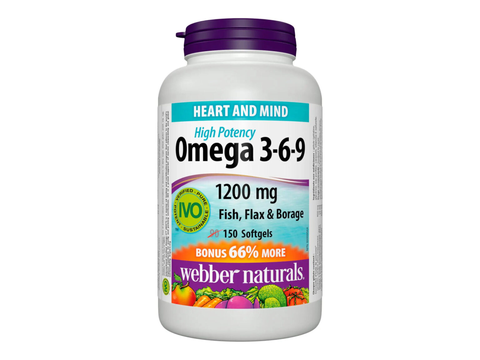 Webber Naturals Omega 3-6-9 1200mg Fish, Flax & Borage softgels 150's - Image 1