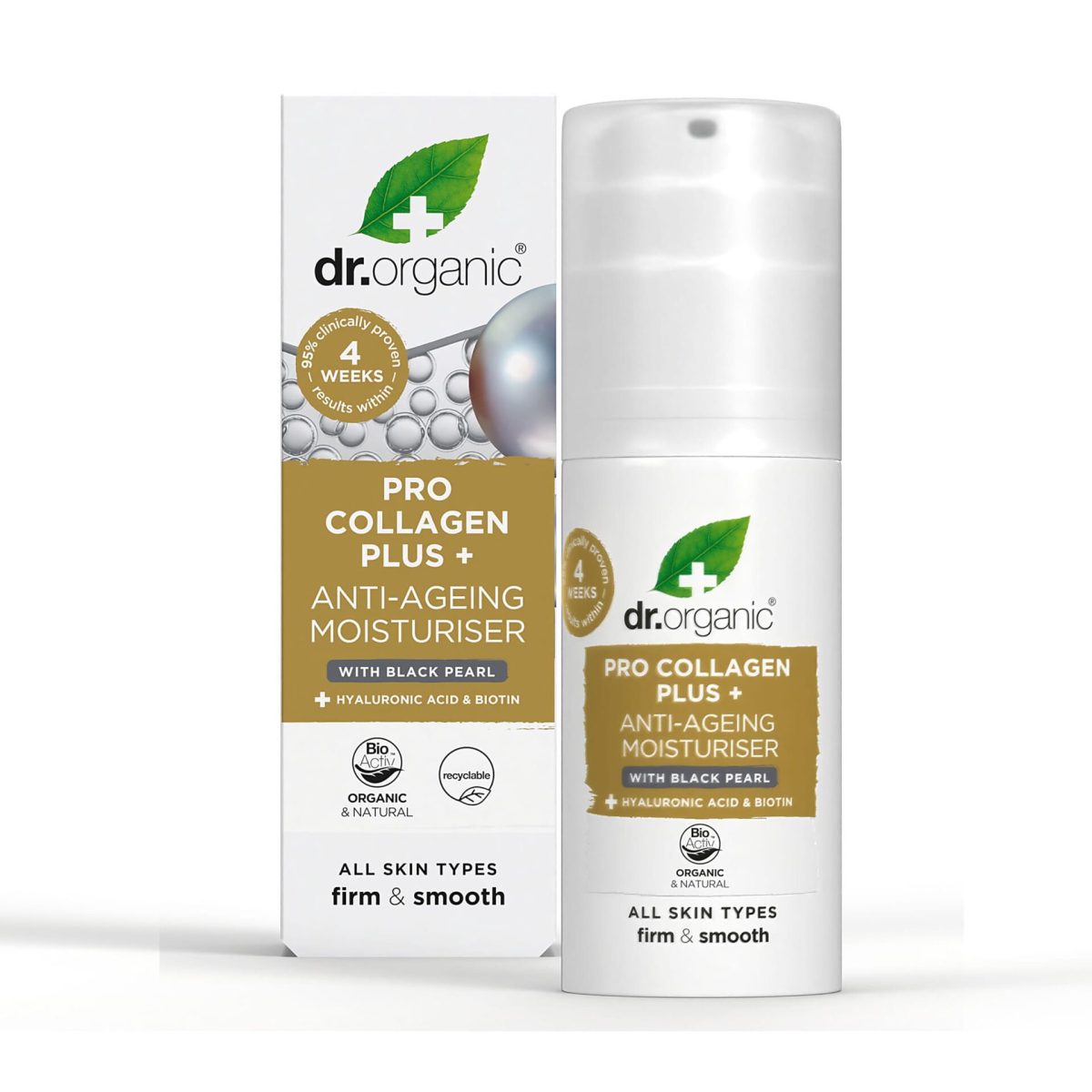 Dr Organic Pro Collagen Hyaluronic Acid, Biotin Plus Black Pearl Complex 50ml - Image 1