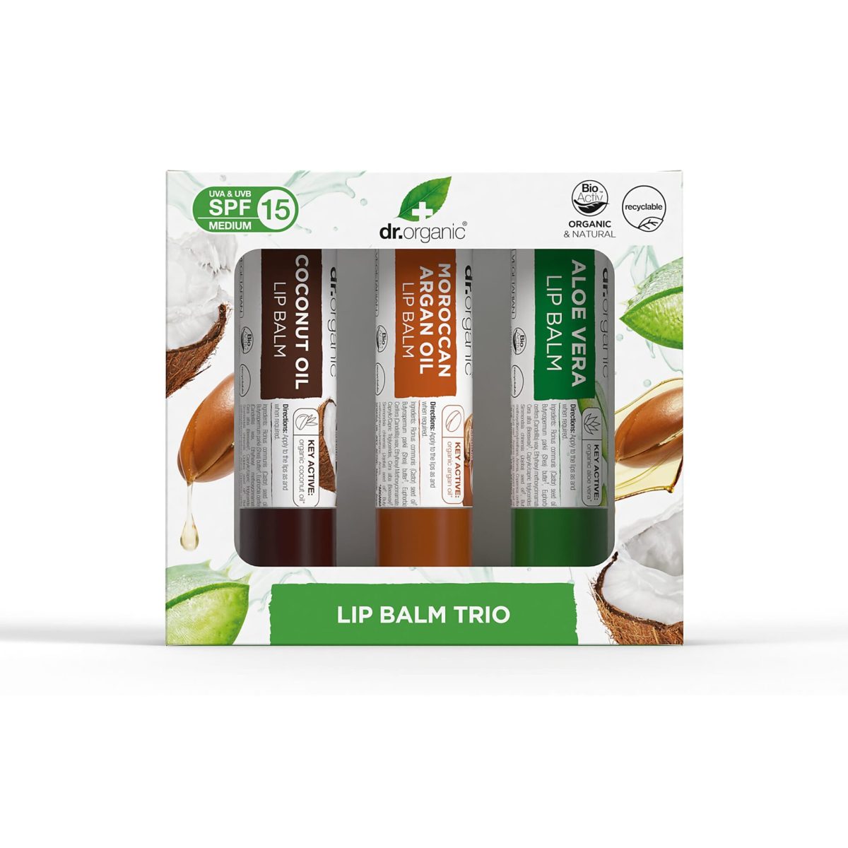 Dr. Organic Lip Balm Trio Gift Set - Image 1