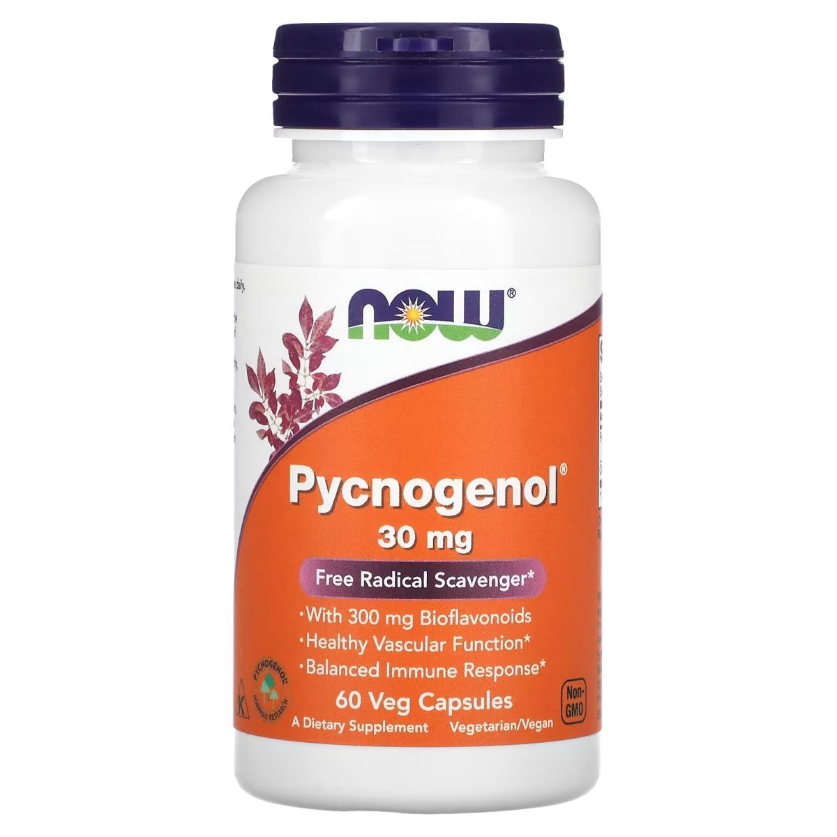 NOW Foods, Pycnogenol, 30mg, 60 Veg Capsules - Image 1