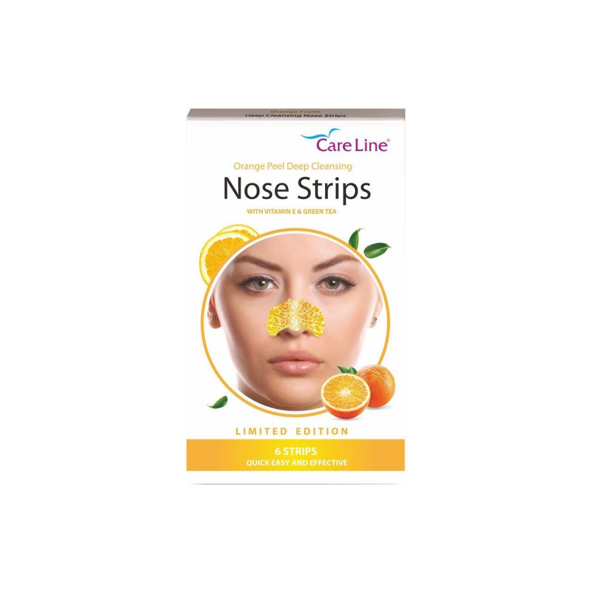 CareLine Orange Peel Deep Cleansing Nose Strips 6's - Image 1