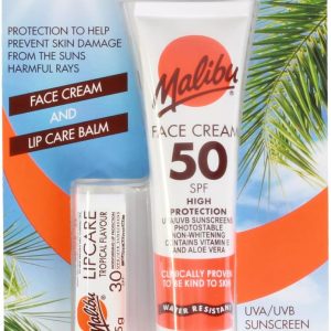 Malibu Sun SPF 50 Face Cream and SPF 30 Lip Balm Duo (2 pack)