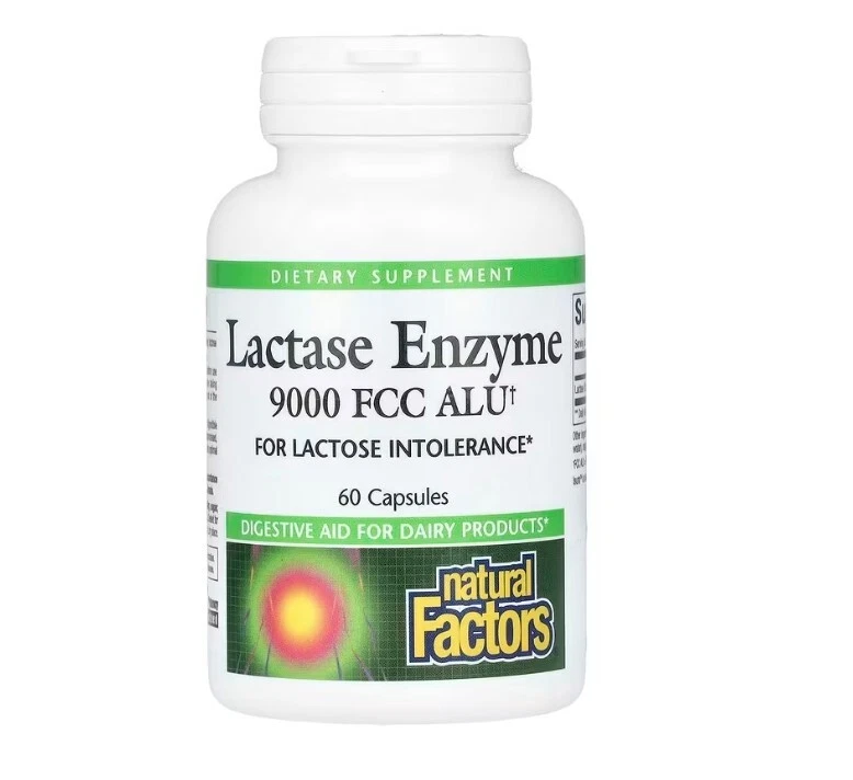 NATURAL FACTORS LACTASE ENZYME 9000 FCC ALU 60S Natural Factors Lactase Enzyme 9,000 FCC ALU, 60 Capsules - Image 1